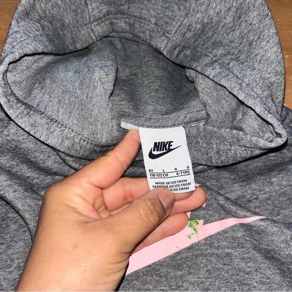 Nike Kids Gray Hoodie with Pink Logo